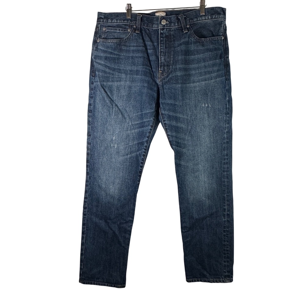 J. Crew 770 Straight Fit Jeans 100% Cotton Denim Dark Wash Blue Mens 36x32 AB055
